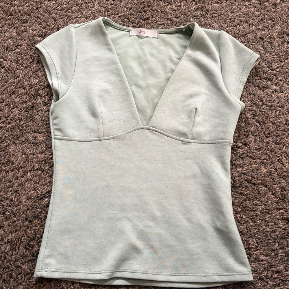 Gaze Soft Mint V-Neck Blouse